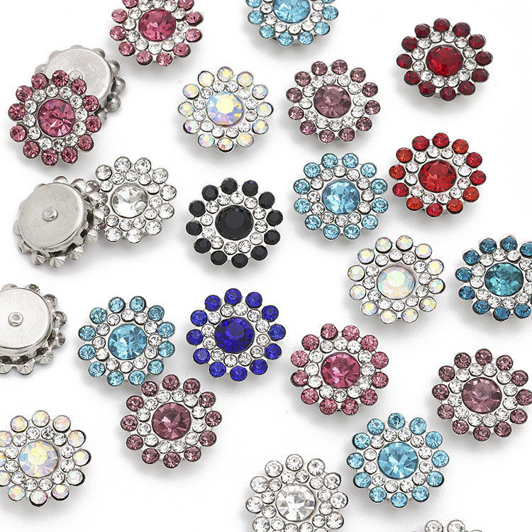 لوازم جانبی چین عمده فروشی Rhinestone مروارید الماس کریستال فلزی دکمه برای لباس مو مرکز خم